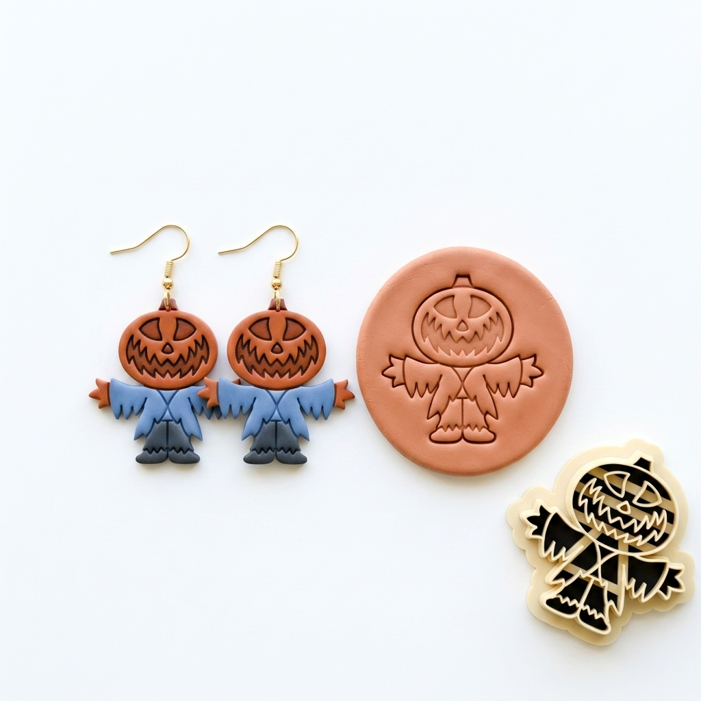 Pumpkin Scarecrow Polymer Clay Cutter | Halloween Earring Tool