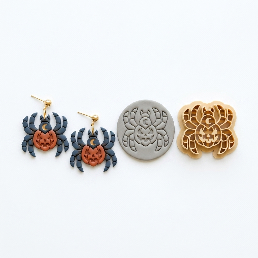 Pumpkin Spider Polymer Clay Cutter | Halloween Earring Tool