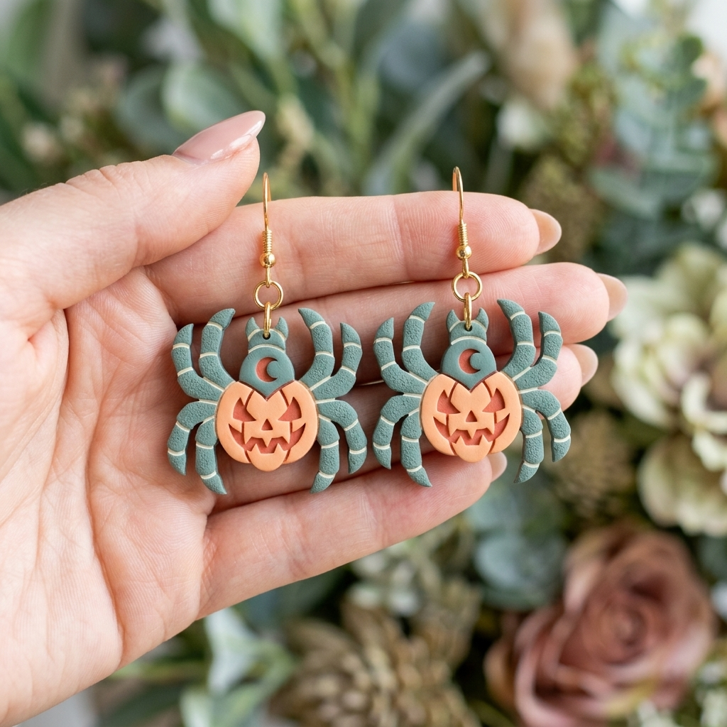 Pumpkin Spider Polymer Clay Cutter | Halloween Earring Tool