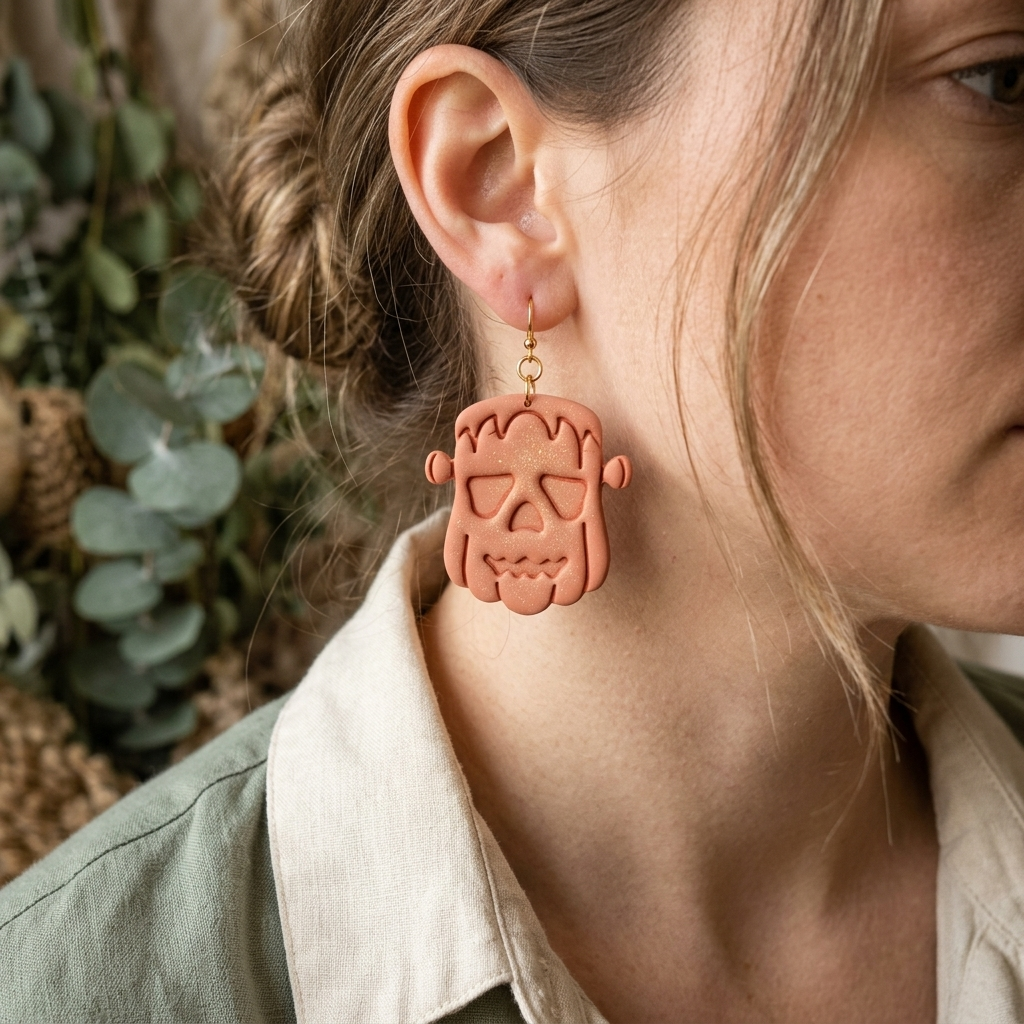 Pumpkin Zombie Polymer Clay Cutter | 25–45mm Halloween Earring Cutter | IrisCrafts7