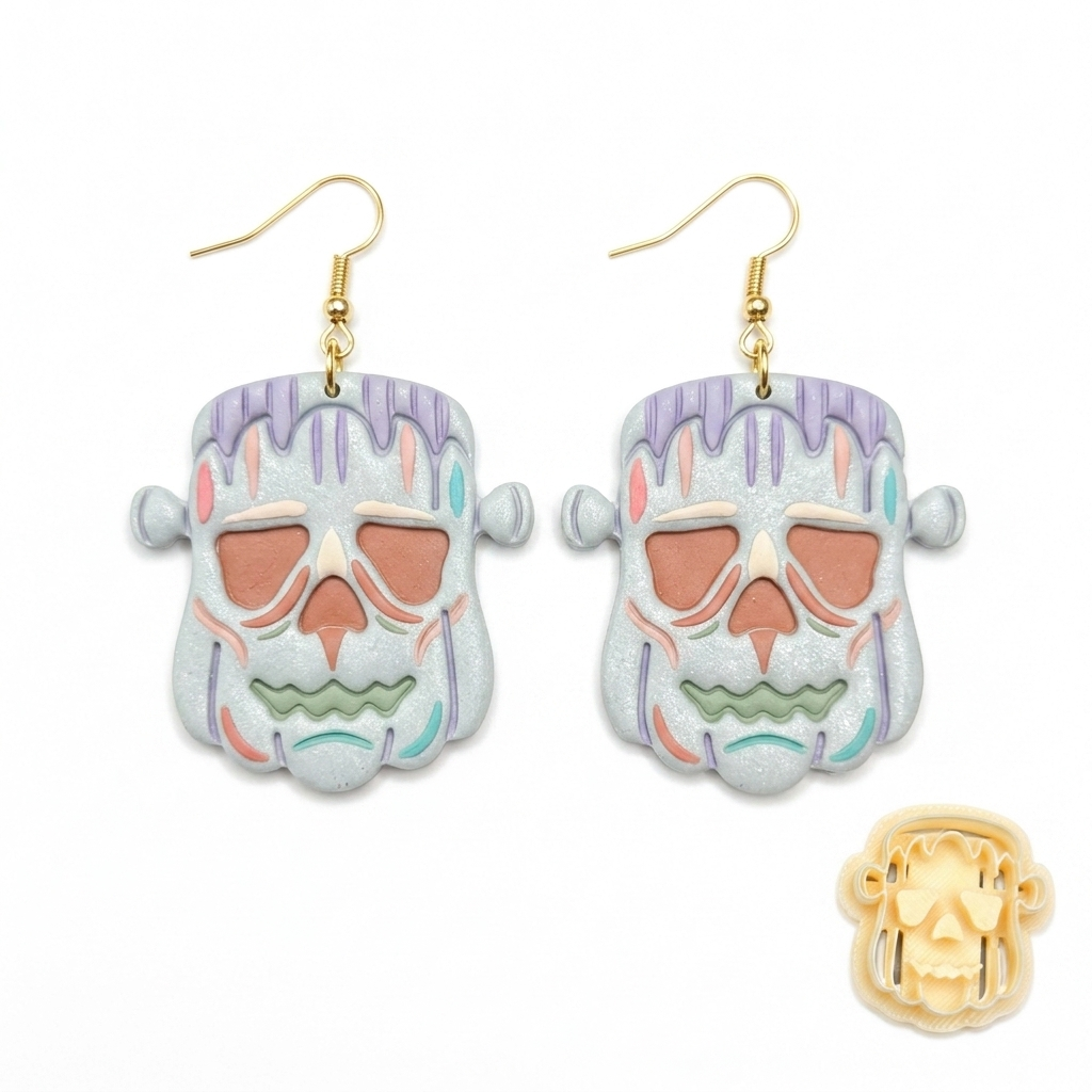 Pumpkin Zombie Polymer Clay Cutter | 25–45mm Halloween Earring Cutter | IrisCrafts7