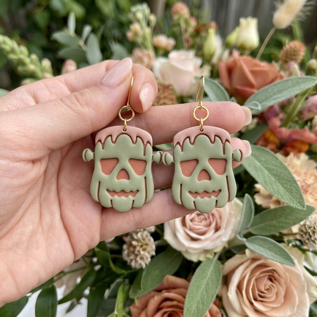 Pumpkin Zombie Polymer Clay Cutter | 25–45mm Halloween Earring Cutter | IrisCrafts7