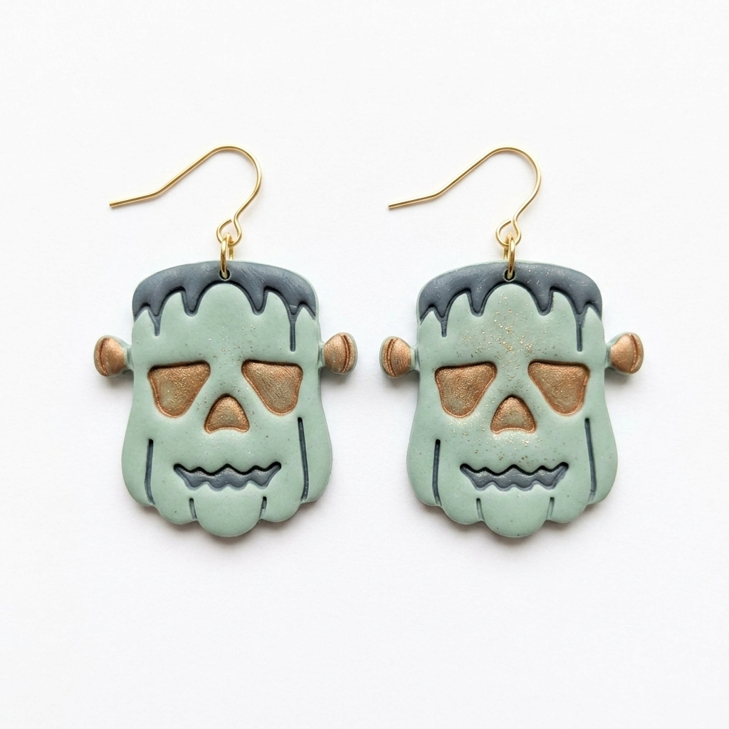 Pumpkin Zombie Polymer Clay Cutter | 25–45mm Halloween Earring Cutter | IrisCrafts7