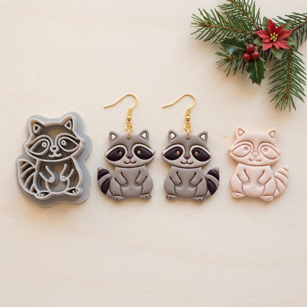 Raccoon Polymer Clay Cutter | Cute Woodland Animal Earring Tool