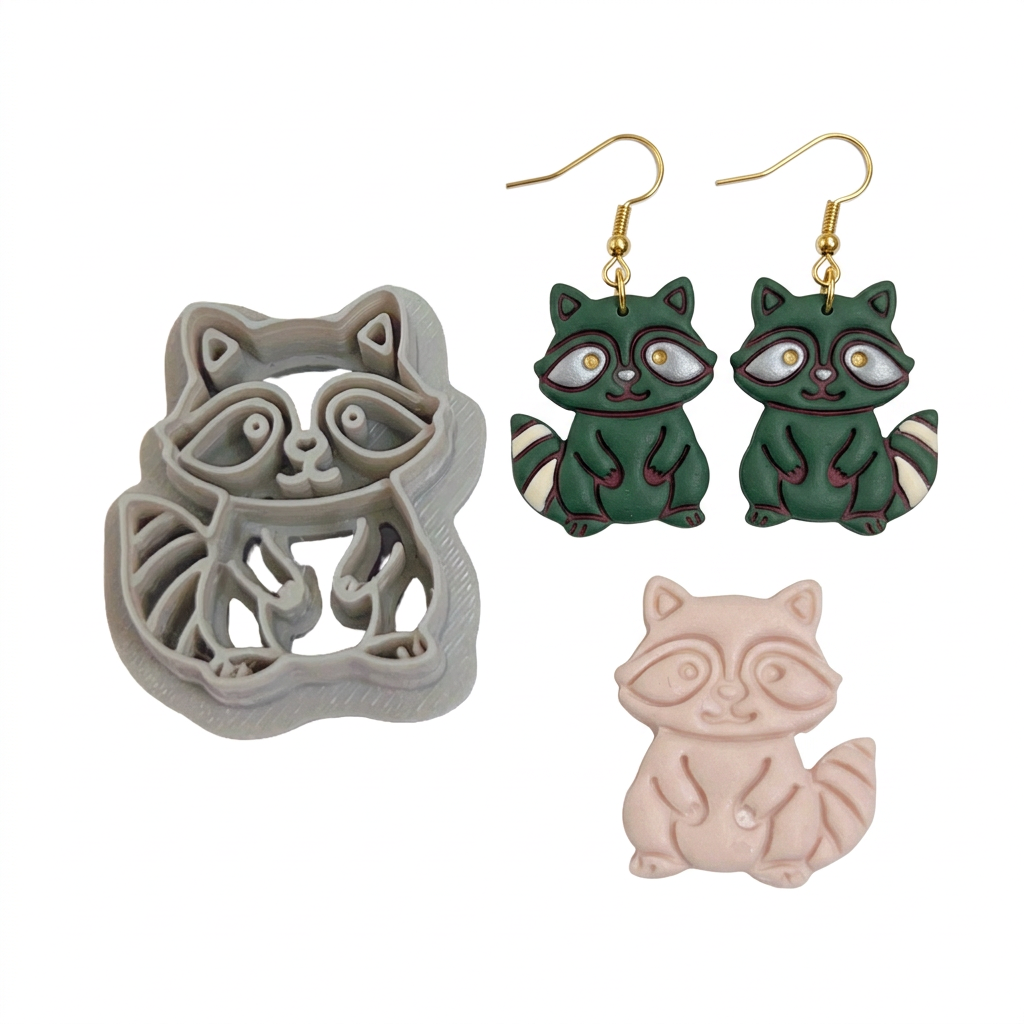 Raccoon Polymer Clay Cutter | Cute Woodland Animal Earring Tool