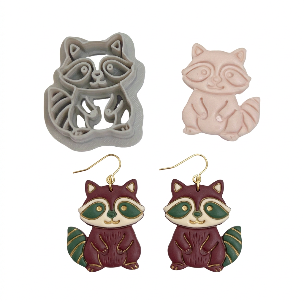 Raccoon Polymer Clay Cutter | Cute Woodland Animal Earring Tool