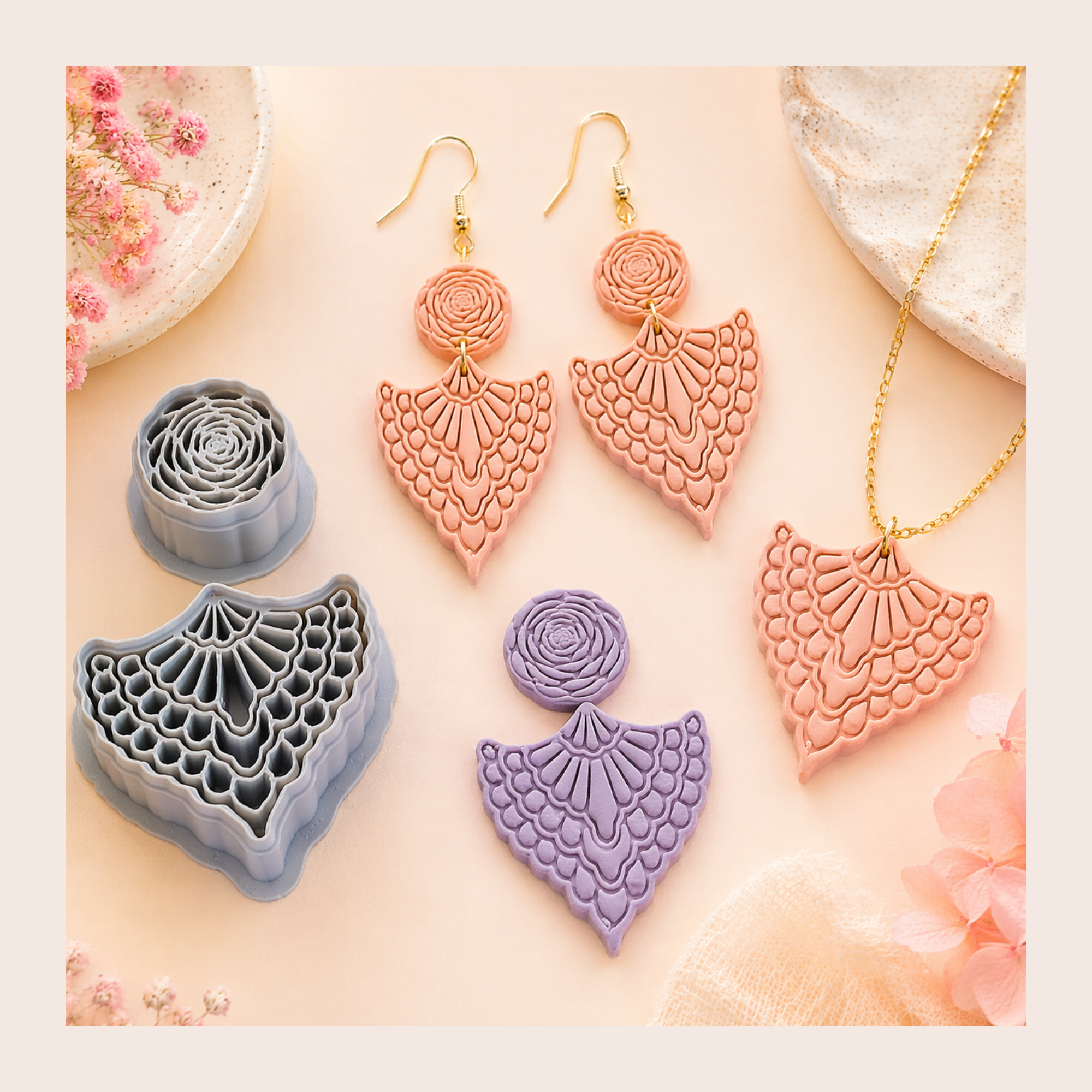 Ranunculus Bloom Set Polymer Clay Cutter 30-50mm | Floral Jewellery | IrisCrafts7