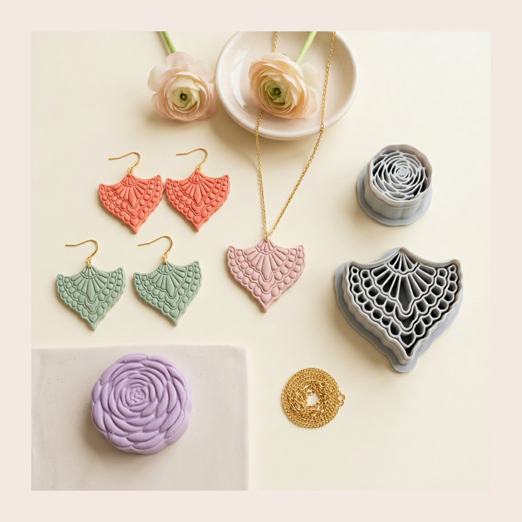 Ranunculus Bloom Set Polymer Clay Cutter 30-50mm | Floral Jewellery | IrisCrafts7