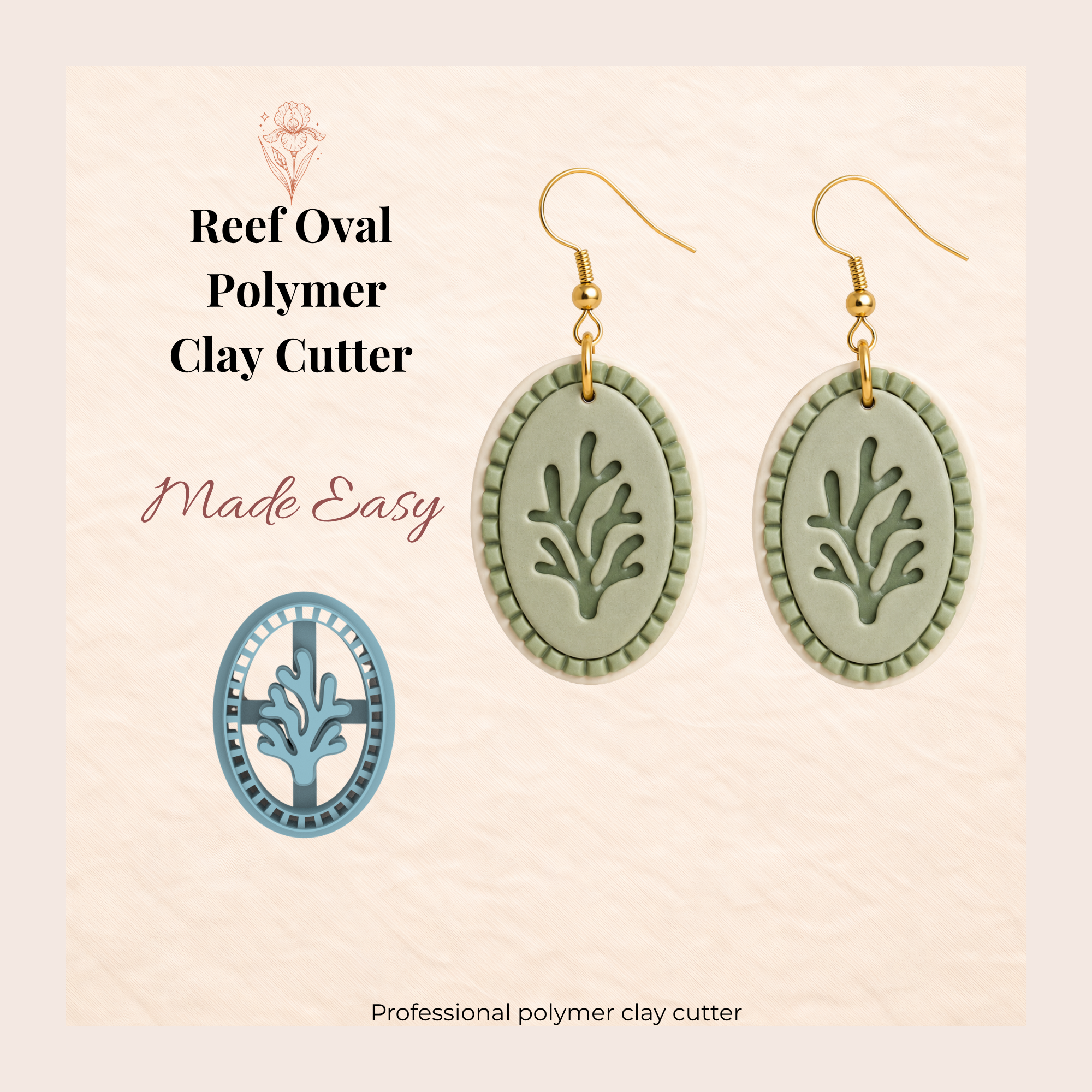 Reef Oval Polymer Clay Cutter | 25–45mm | Oval Shape Clay Cutter | Earring Jewellery Making Tool