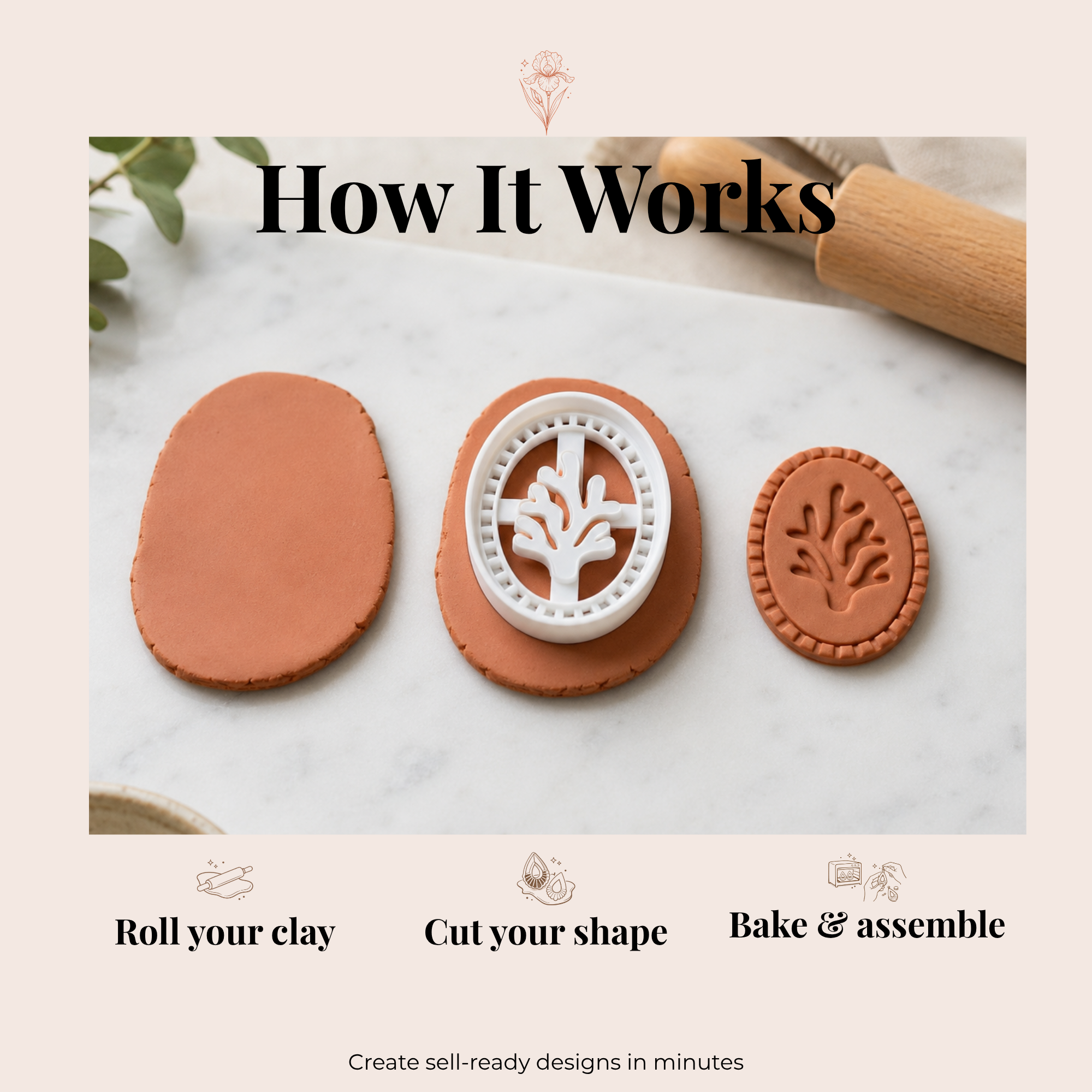 Reef Oval Polymer Clay Cutter | 25–45mm | Oval Shape Clay Cutter | Earring Jewellery Making Tool