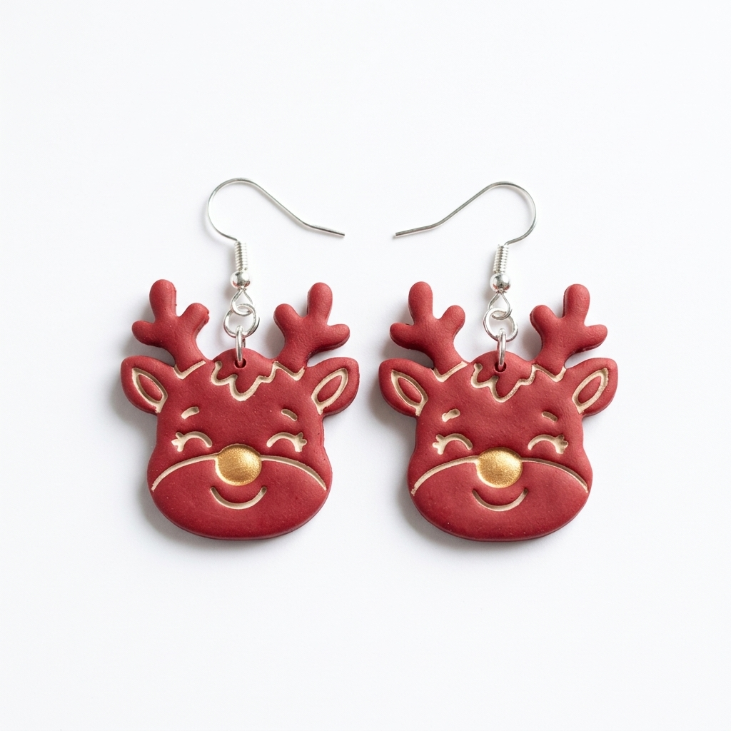Reindeer Face Polymer Clay Cutter | Christmas Earring Tool