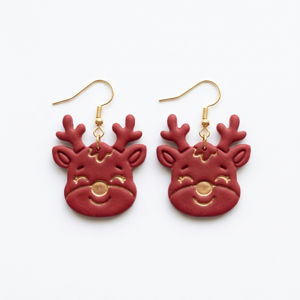 Reindeer Face Polymer Clay Cutter | Christmas Earring Tool