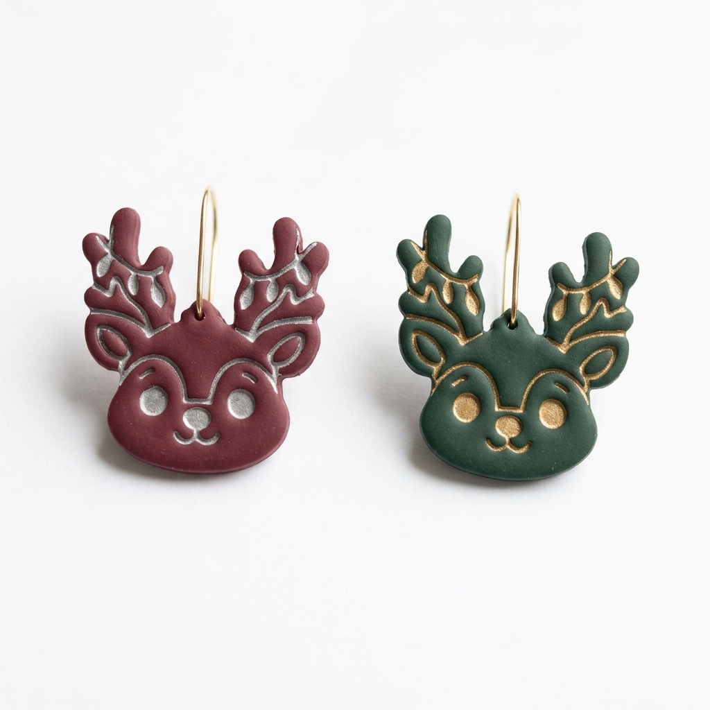 Reindeer with Christmas Lights Polymer Clay Cutter | Festive Earring Tool