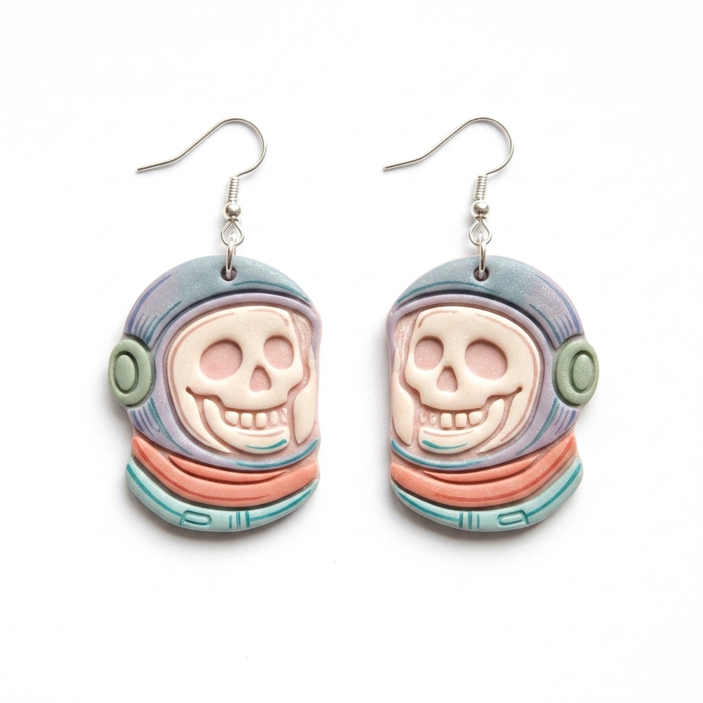 Retro Astronaut Helmet Skull Polymer Clay Cutter | 25–50mm Space Gothic Earring Cutter | IrisCrafts7