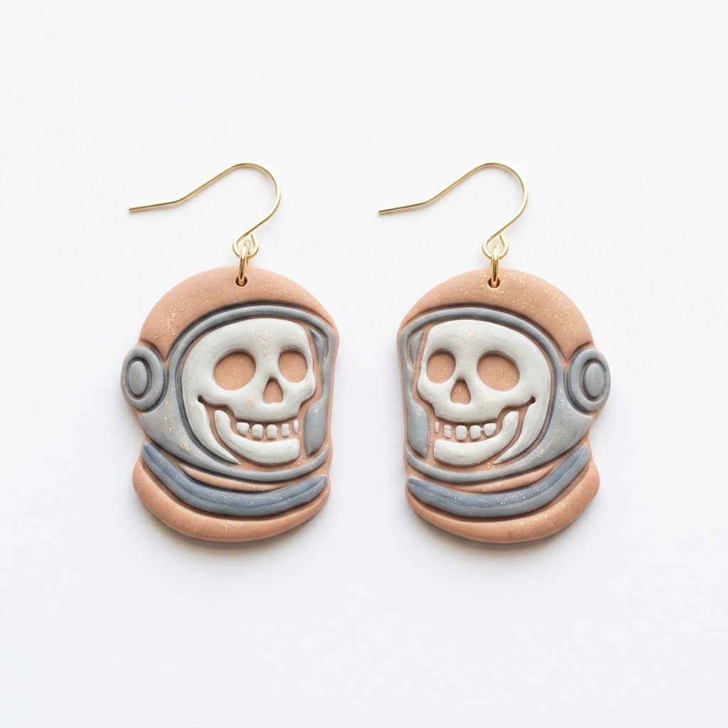 Retro Astronaut Helmet Skull Polymer Clay Cutter | 25–50mm Space Gothic Earring Cutter | IrisCrafts7