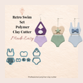 Retro Swim Set Polymer Clay Cutter | 35–55mm | 8 Piece Swimming Set Clay Cutter | Earring Jewellery Making Tool