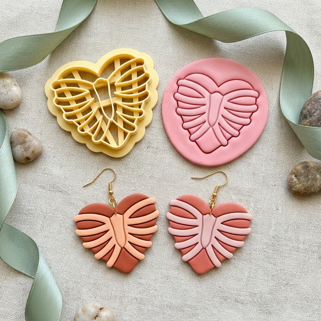 Rib Cage Heart Polymer Clay Cutter | Gothic Earring Tool
