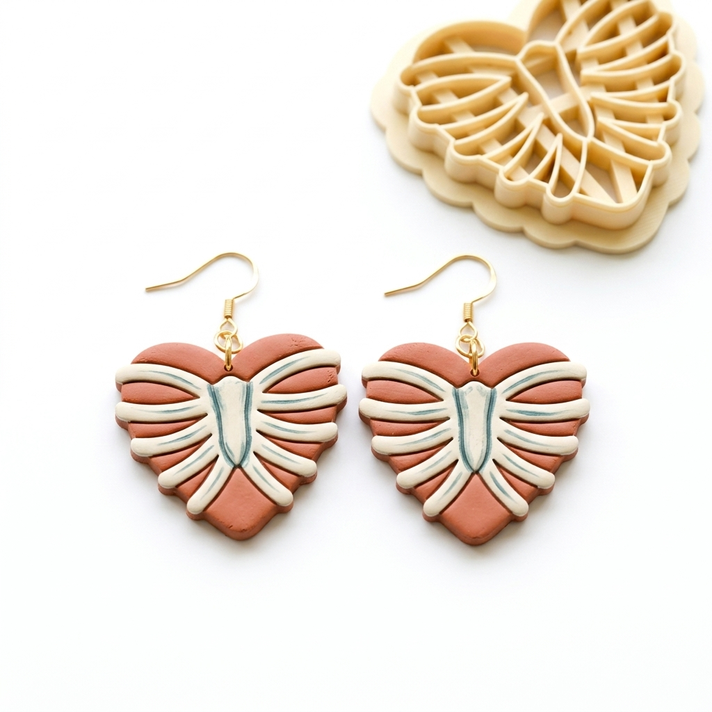 Rib Cage Heart Polymer Clay Cutter | Gothic Earring Tool