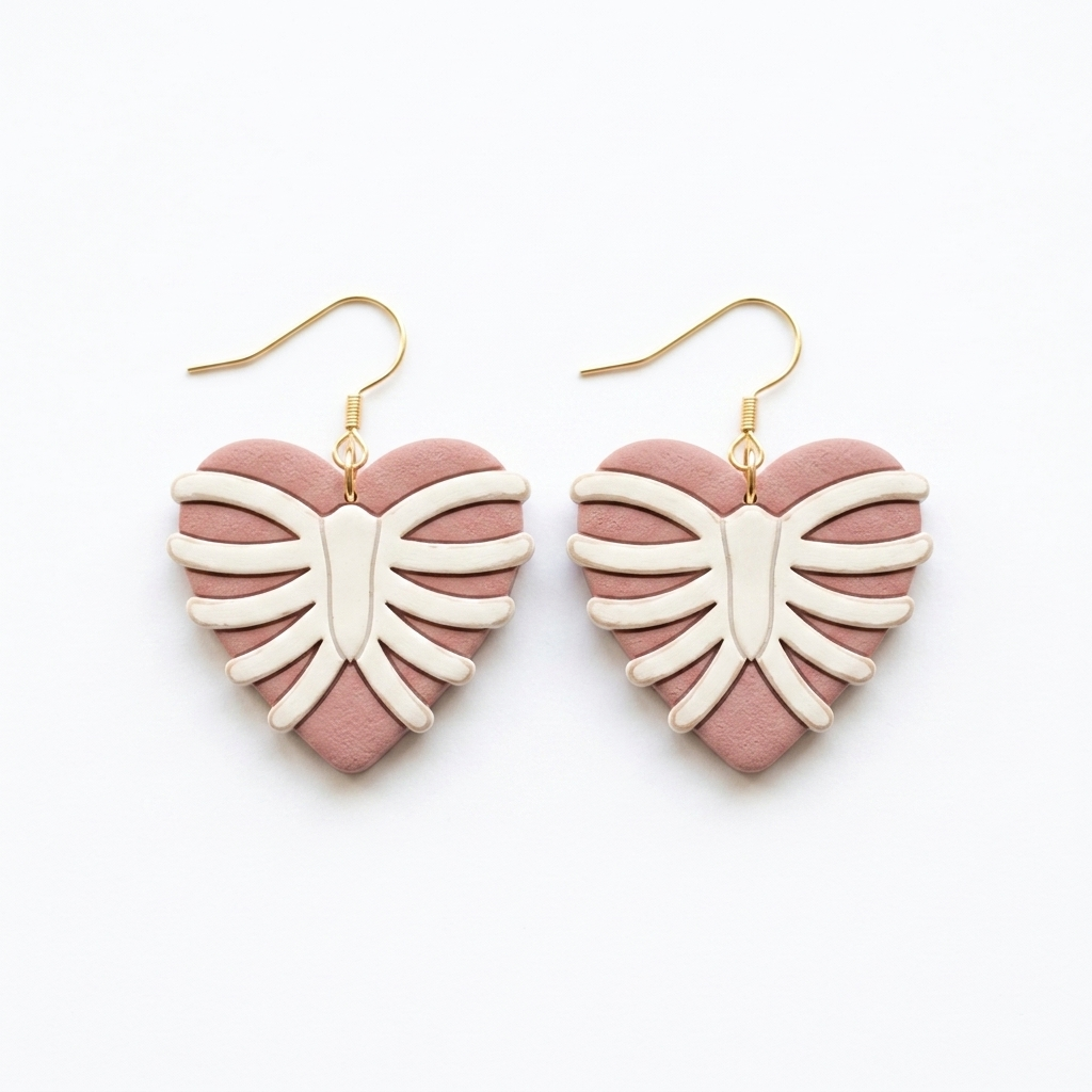 Rib Cage Heart Polymer Clay Cutter | Gothic Earring Tool