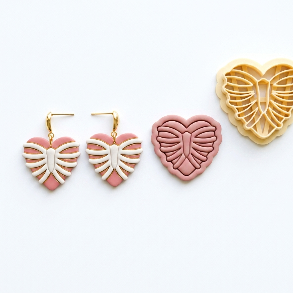 Rib Cage Heart Polymer Clay Cutter | Gothic Earring Tool