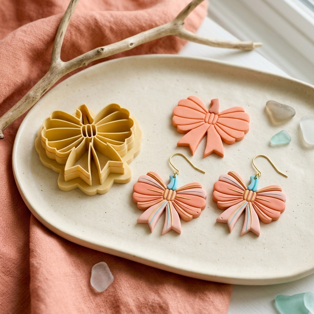 Ribbon Pumpkin Polymer Clay Cutter | 25–45mm Autumn Earring Cutter | IrisCrafts7