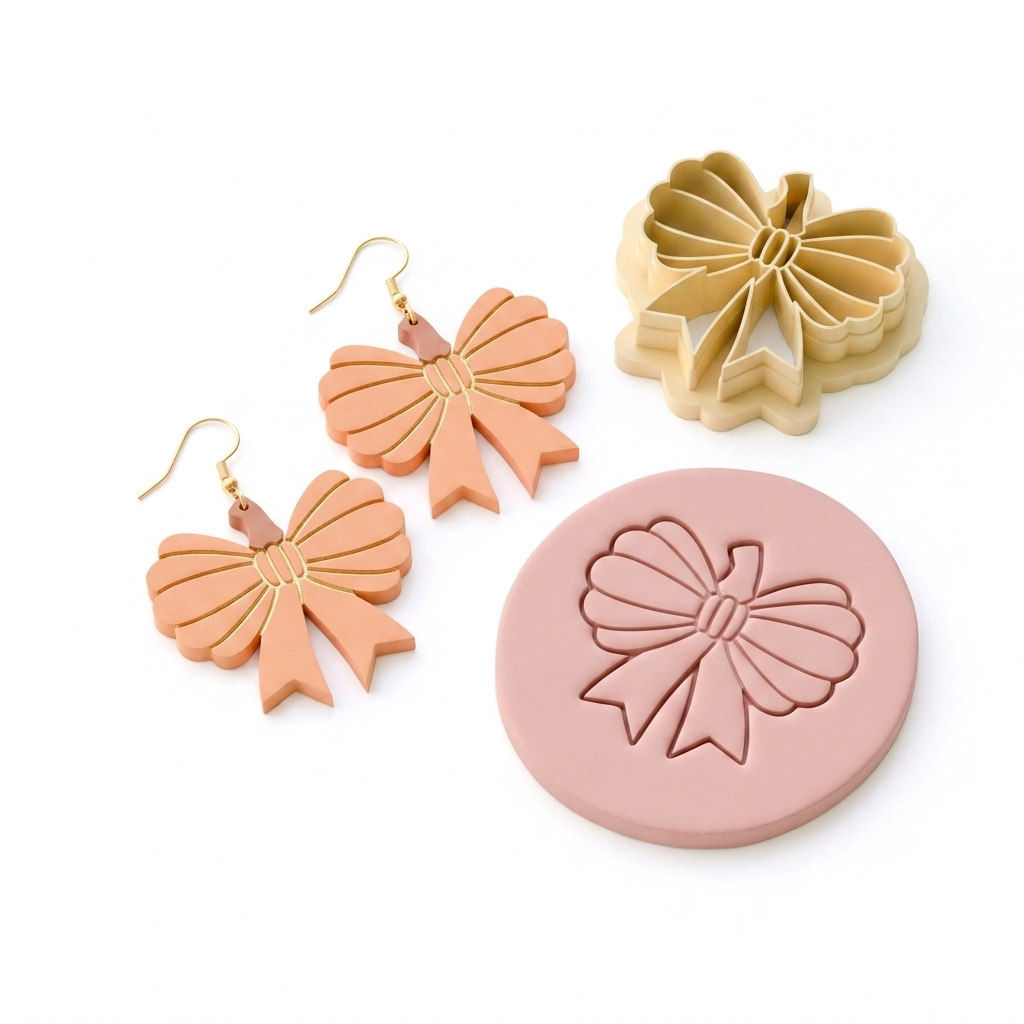 Ribbon Pumpkin Polymer Clay Cutter | 25–45mm Autumn Earring Cutter | IrisCrafts7