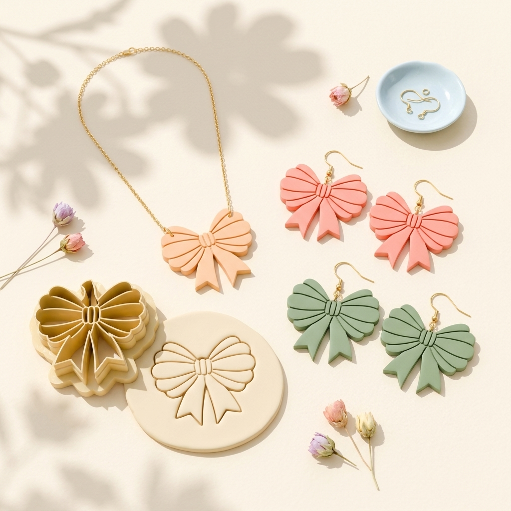 Ribbon Pumpkin Polymer Clay Cutter | 25–45mm Autumn Earring Cutter | IrisCrafts7