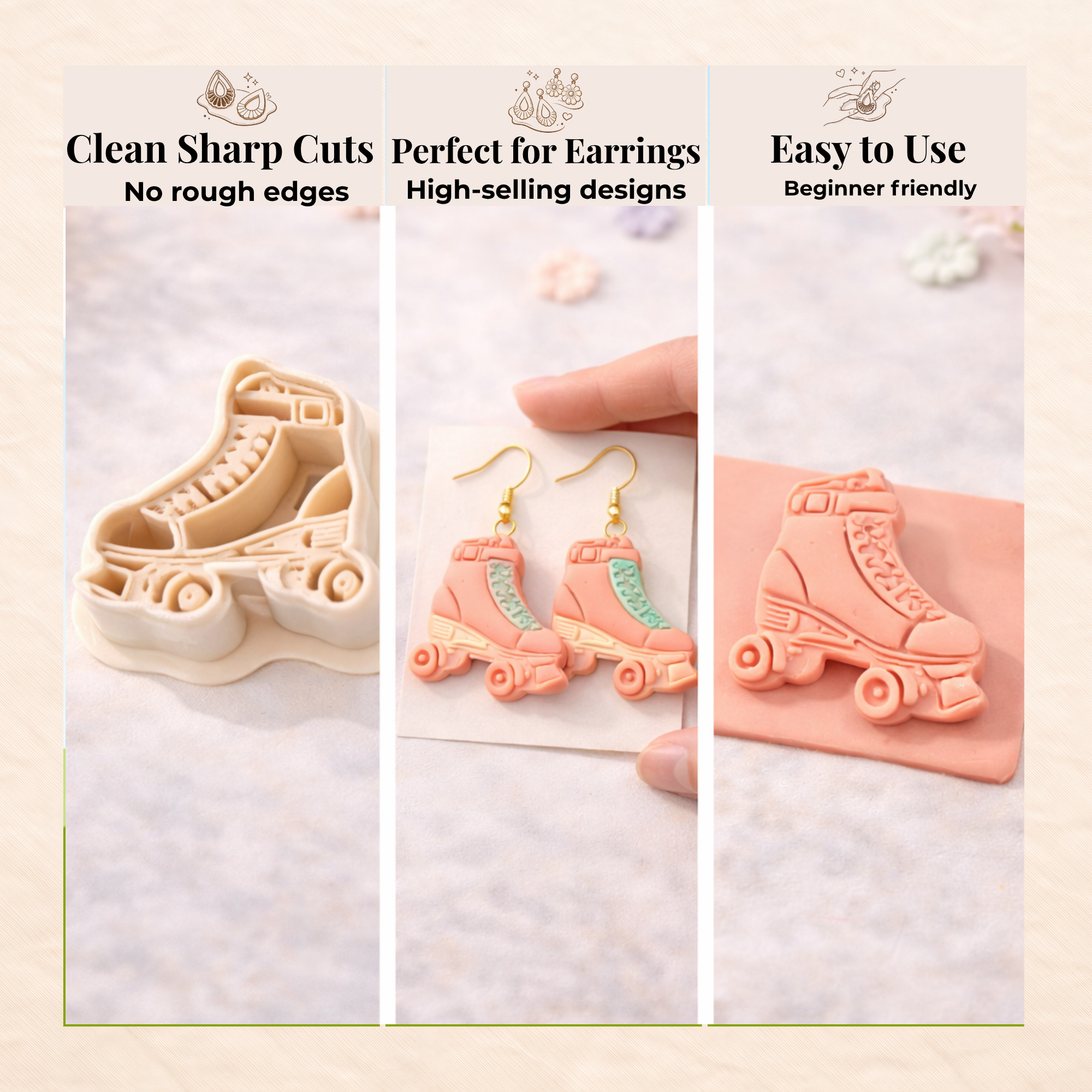 Roller Skate Polymer Clay Cutter 25-45mm | Sport Jewellery Making | IrisCrafts7