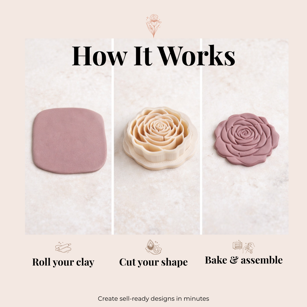 Rose 5 Polymer Clay Cutter 25 30 35 40 45mm | Jewellery Making | IrisCrafts7