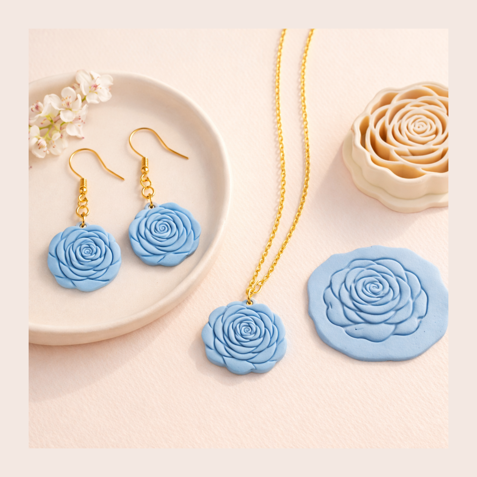 Rose 5 Polymer Clay Cutter 25 30 35 40 45mm | Jewellery Making | IrisCrafts7