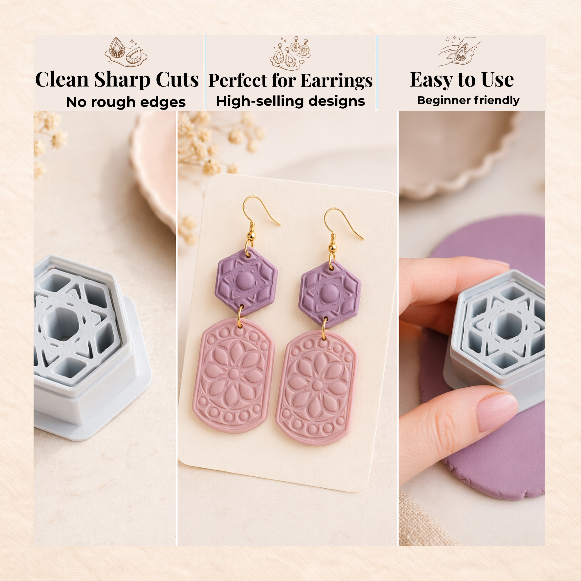 Sacred Geometry Mandala Polymer Clay Cutter 30-50mm | IrisCrafts7