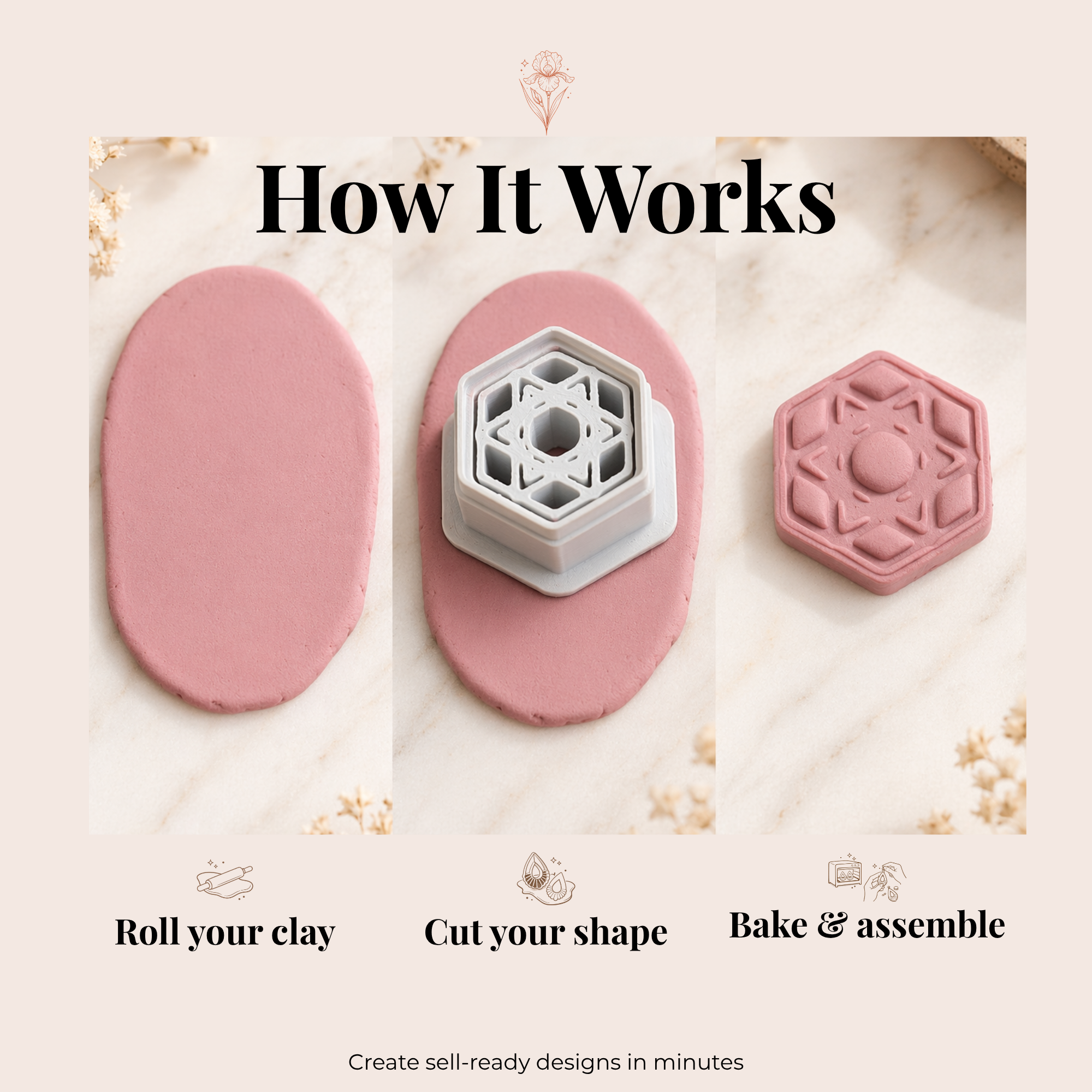 Sacred Geometry Mandala Polymer Clay Cutter 30-50mm | IrisCrafts7