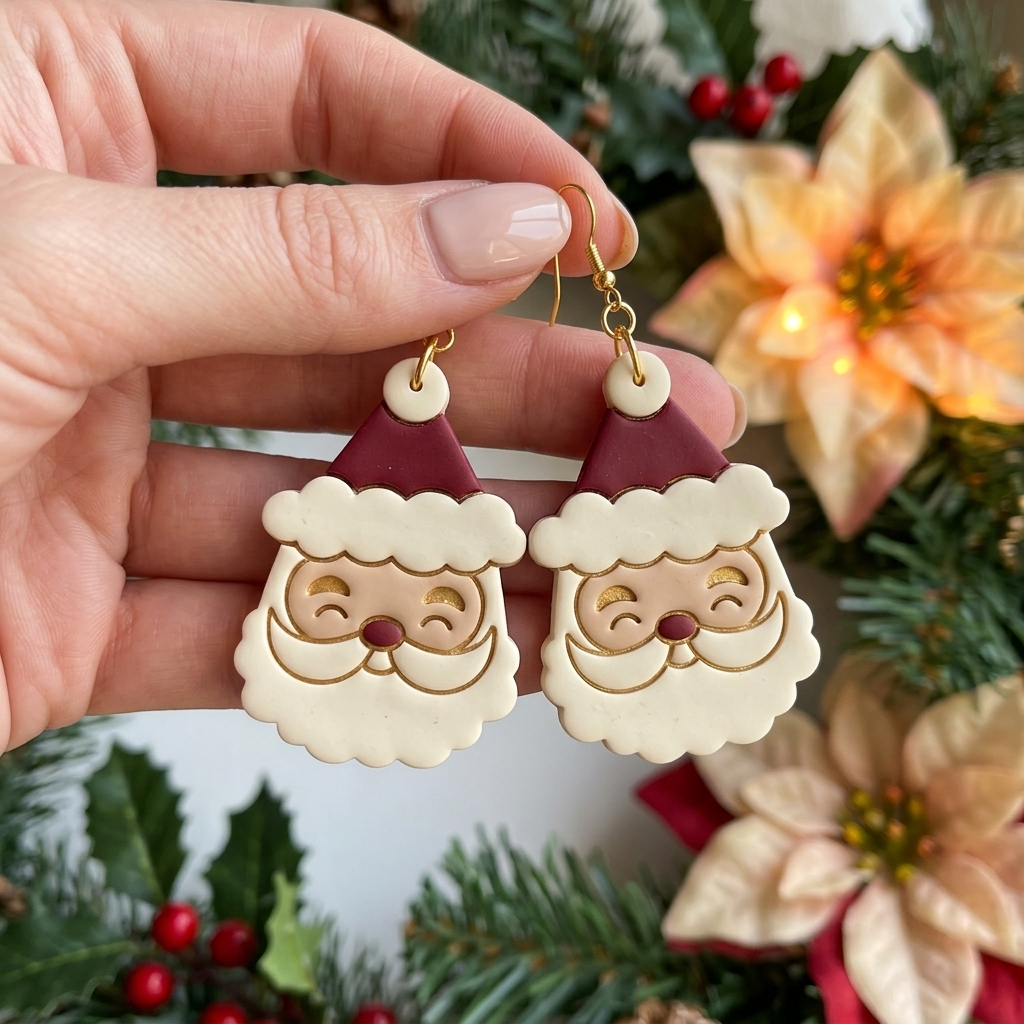 Santa Face Polymer Clay Cutter | Christmas Earring Tool