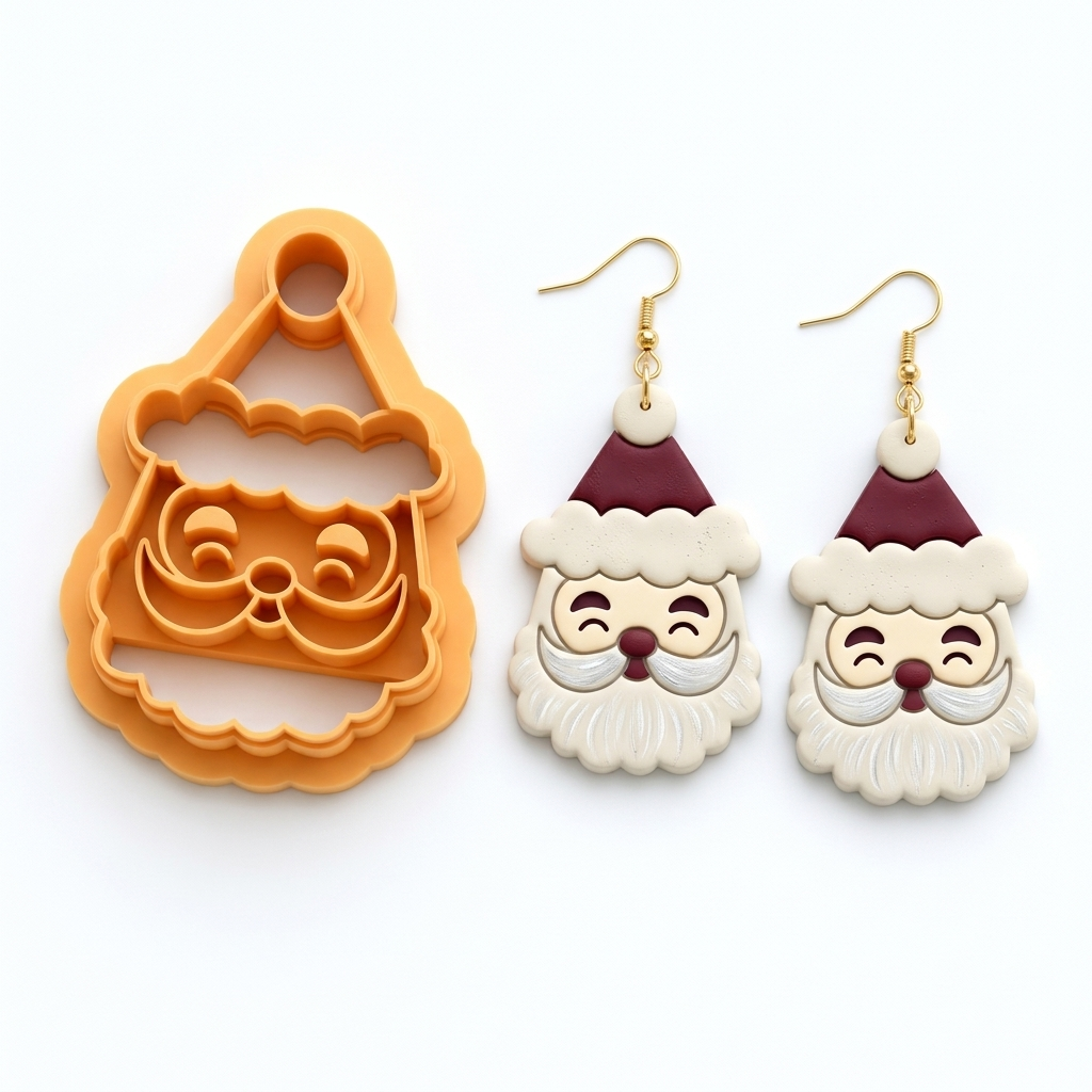 Santa Face Polymer Clay Cutter | Christmas Earring Tool