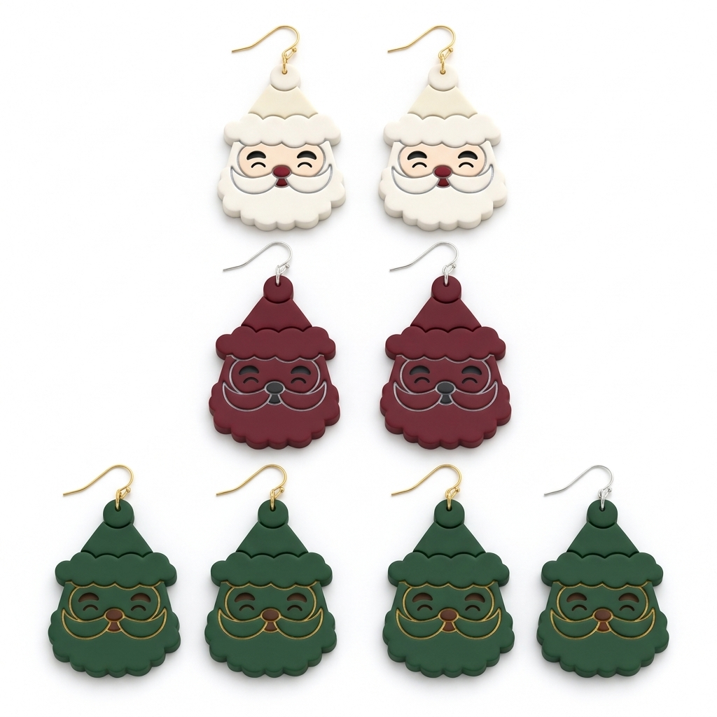 Santa Face Polymer Clay Cutter | Christmas Earring Tool