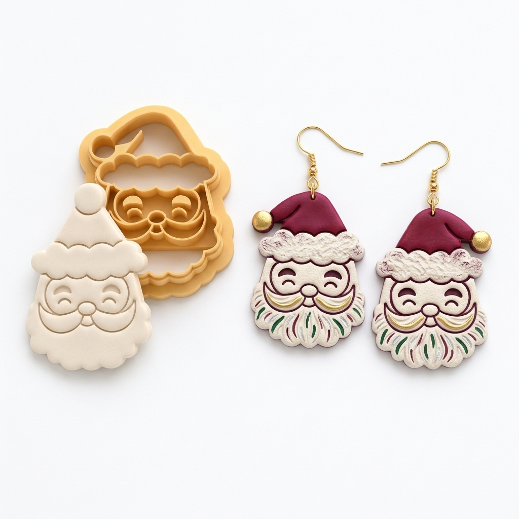 Santa Face Polymer Clay Cutter | Christmas Earring Tool