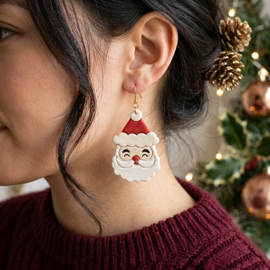 Santa Face Polymer Clay Cutter | Christmas Earring Tool