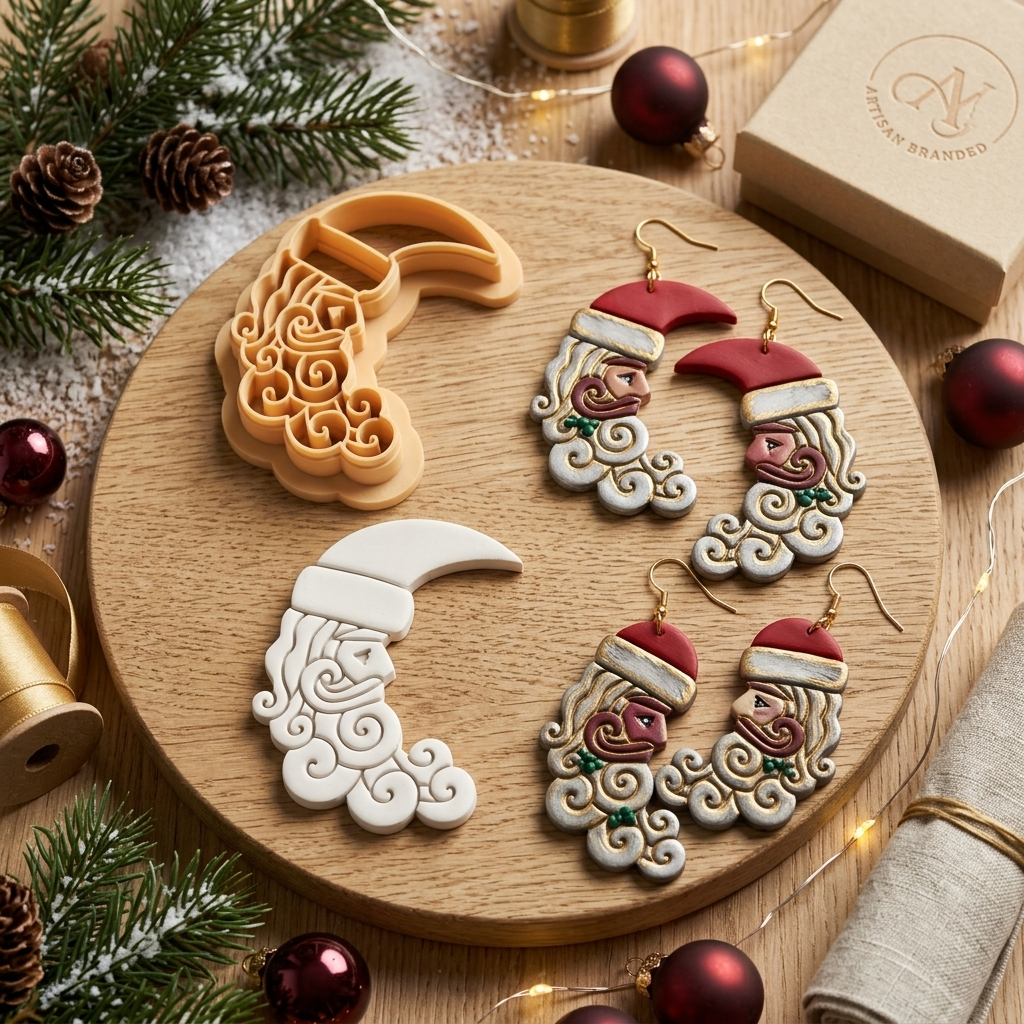 Santa Moon Polymer Clay Cutter | Christmas Earring Tool