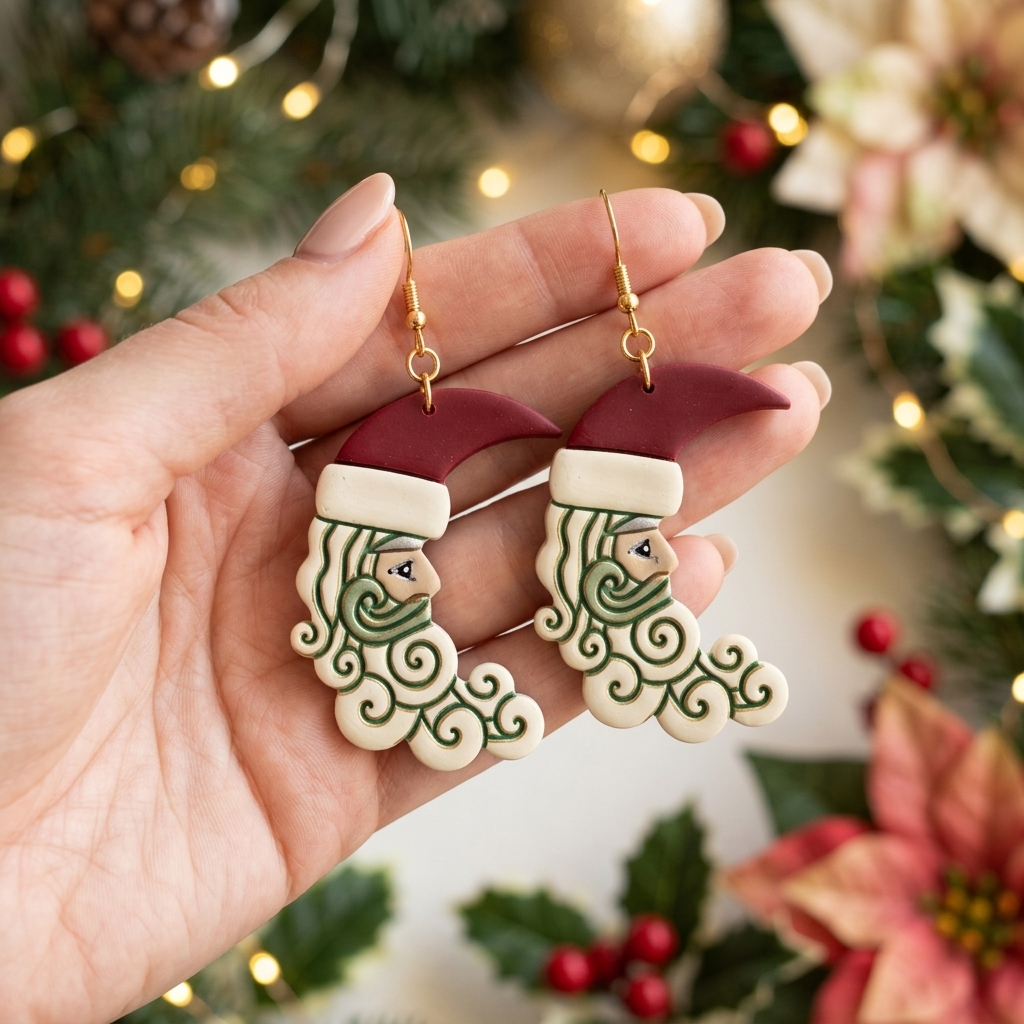 Santa Moon Polymer Clay Cutter | Christmas Earring Tool