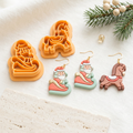 Santa with a Horse Polymer Clay Cutter Set of 2 | Christmas Earring Tool