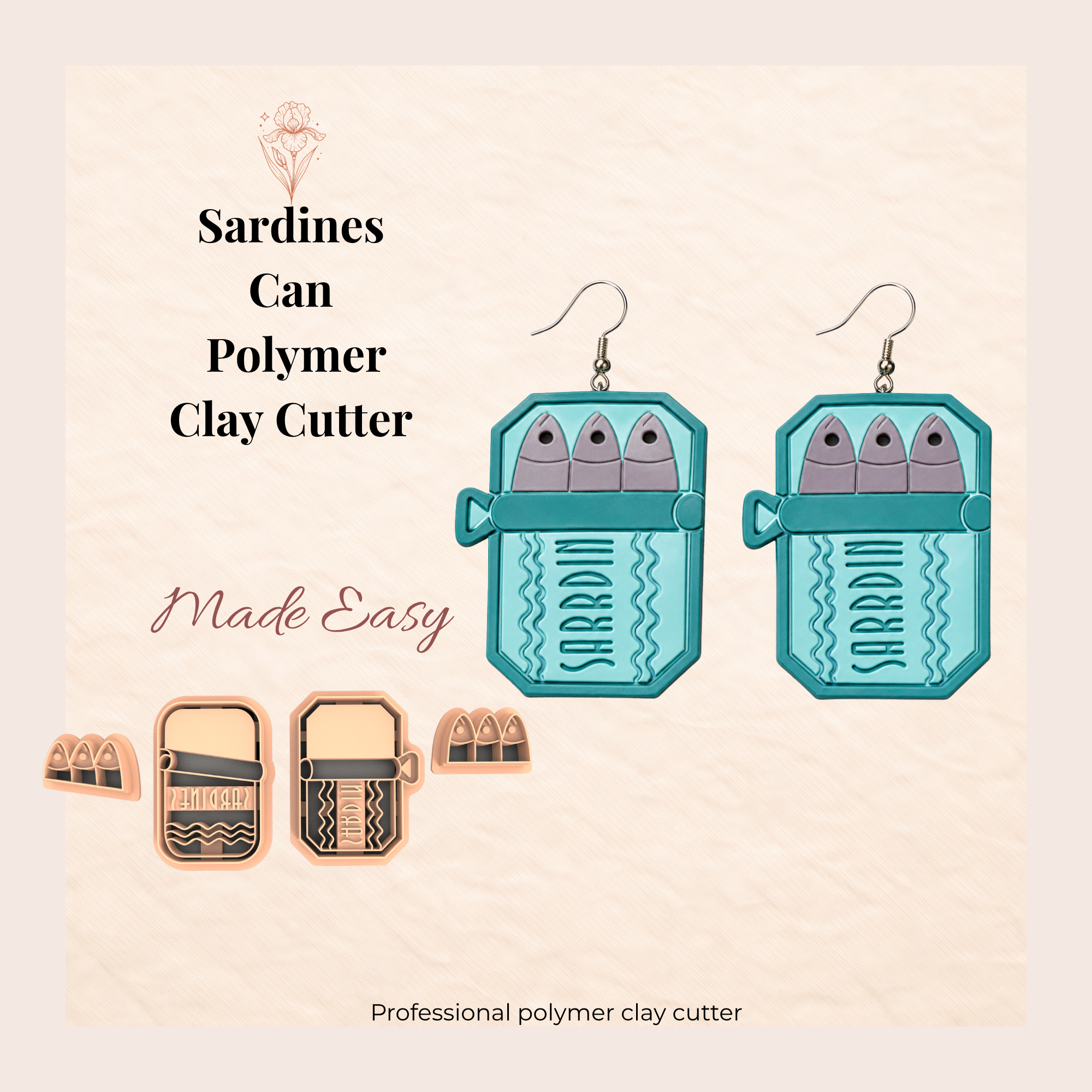 Sardines Can Polymer Clay Cutter | 35–50mm | Sardine Tin Shape Clay Cutter | Earring Jewellery Making Tool