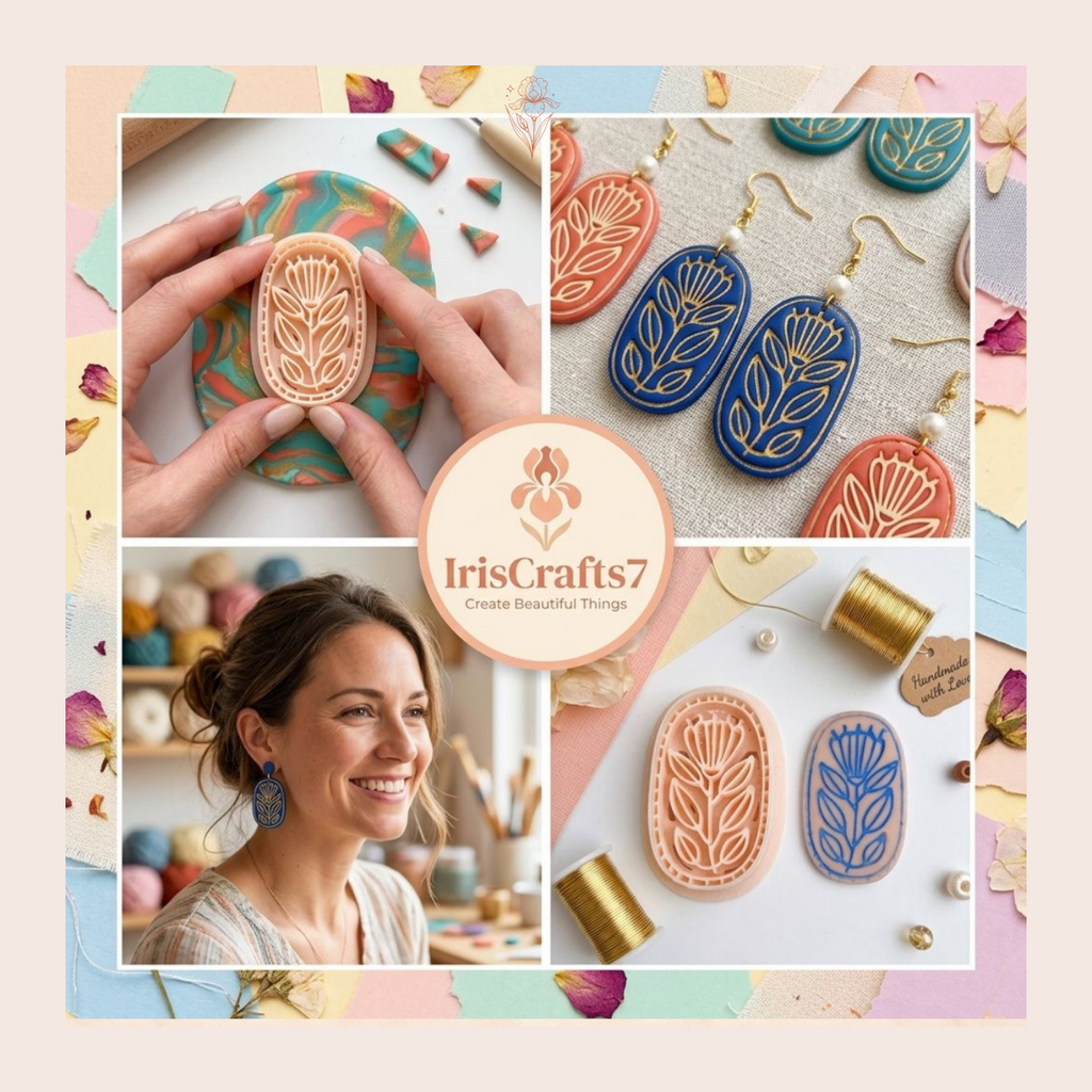 Scandinavian Folk Flower Polymer Clay Cutter 30–50mm | Folk Art Earring Cutter | IrisCrafts7
