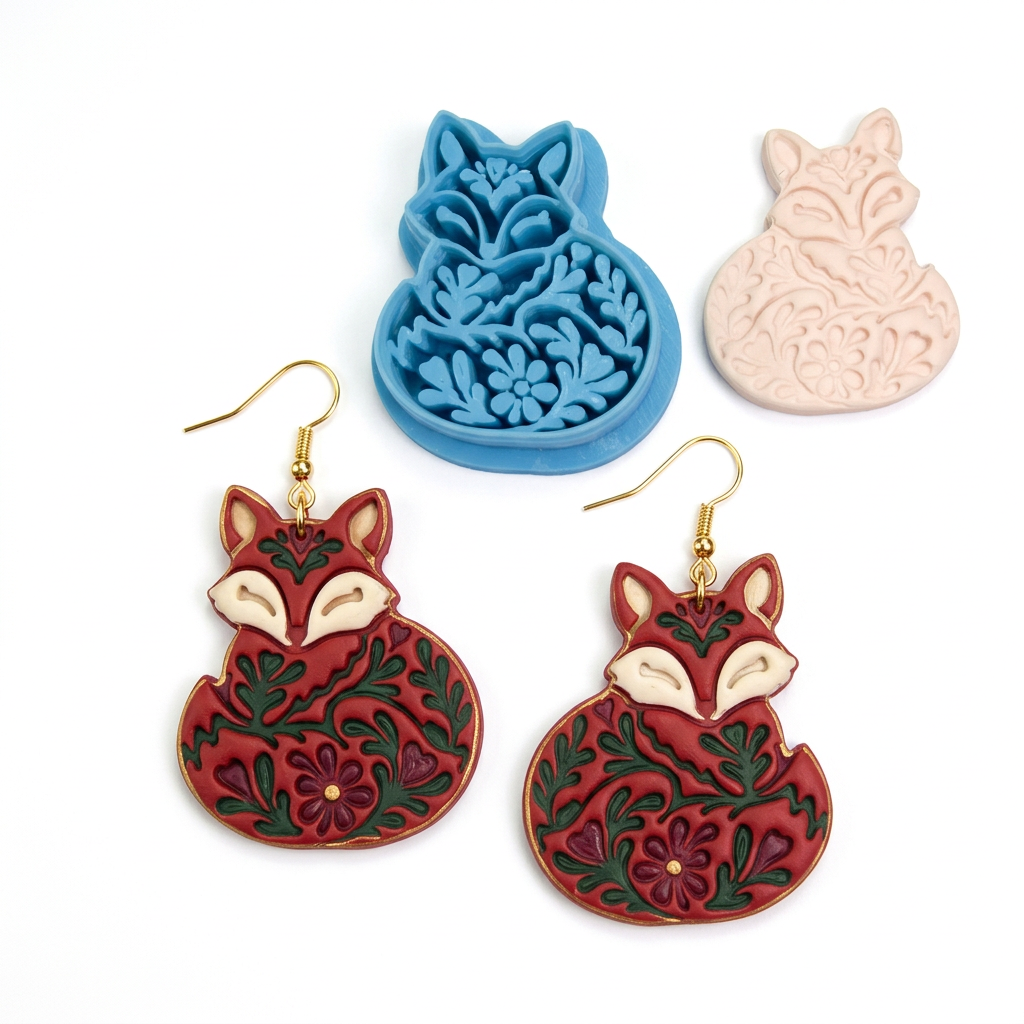 Scandinavian Fox Polymer Clay Cutter | Nordic Folk Earring Tool