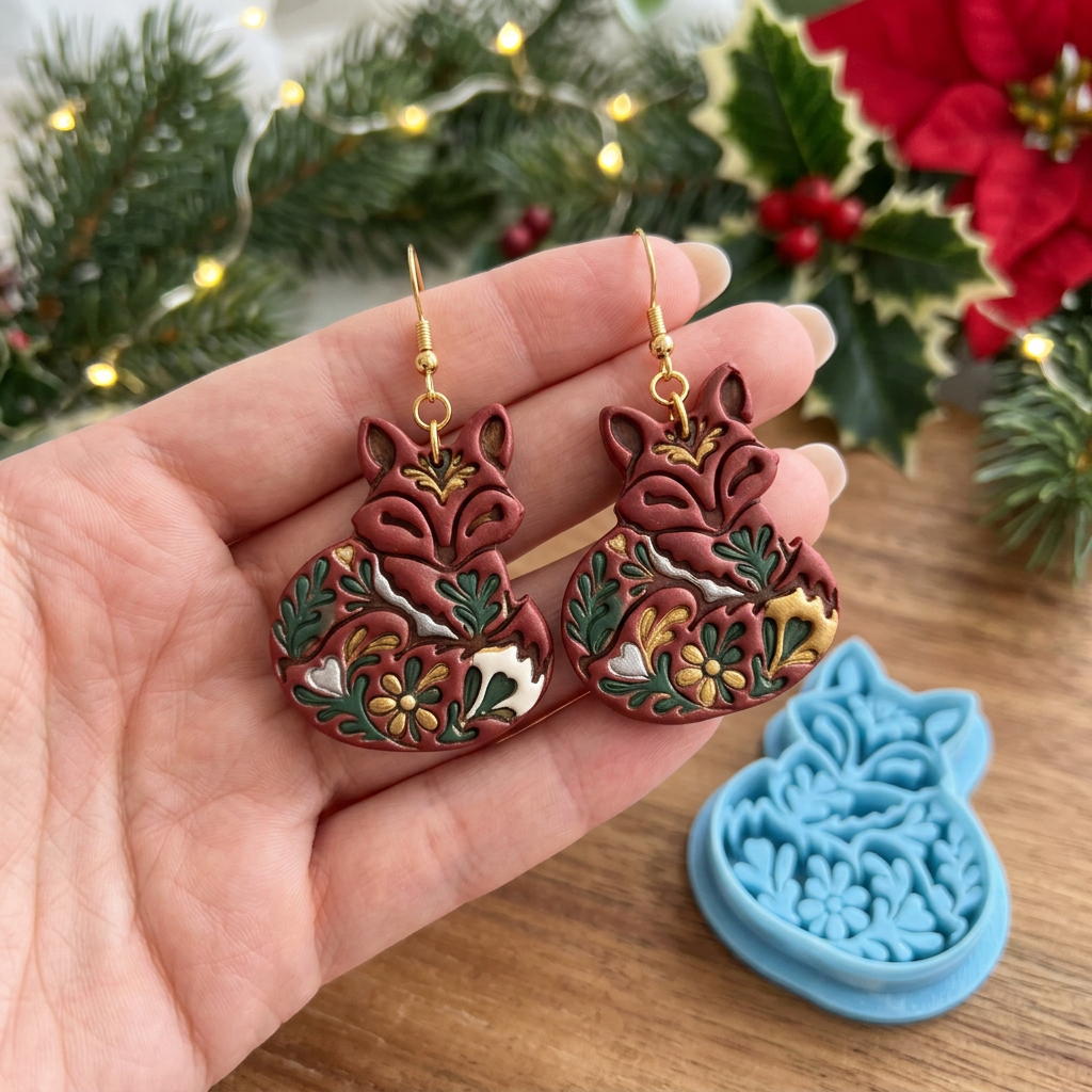Scandinavian Fox Polymer Clay Cutter | Nordic Folk Earring Tool