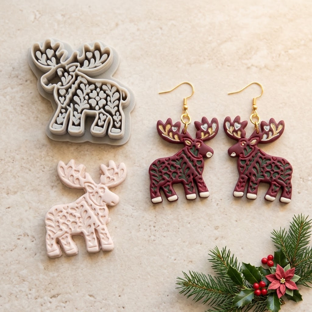 Scandinavian Moose Polymer Clay Cutter | Nordic Folk Earring Tool