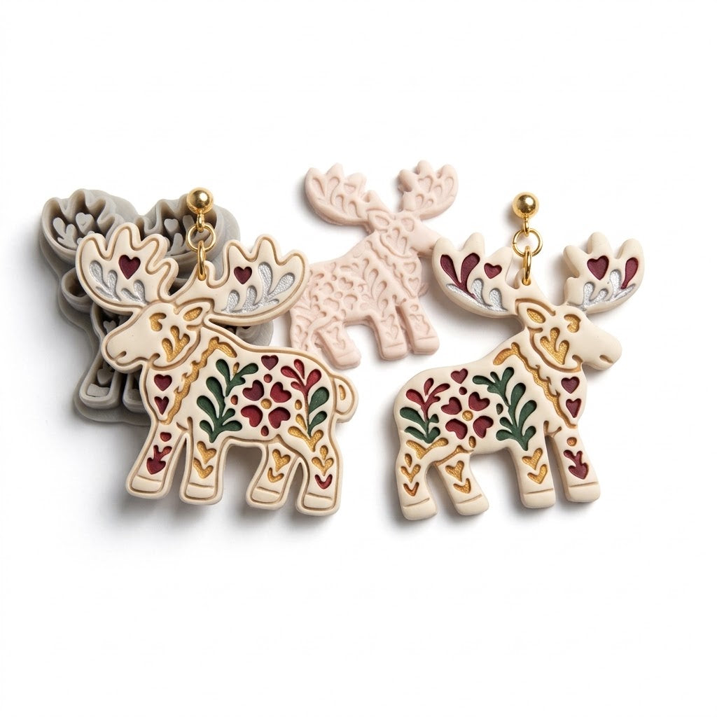 Scandinavian Moose Polymer Clay Cutter | Nordic Folk Earring Tool