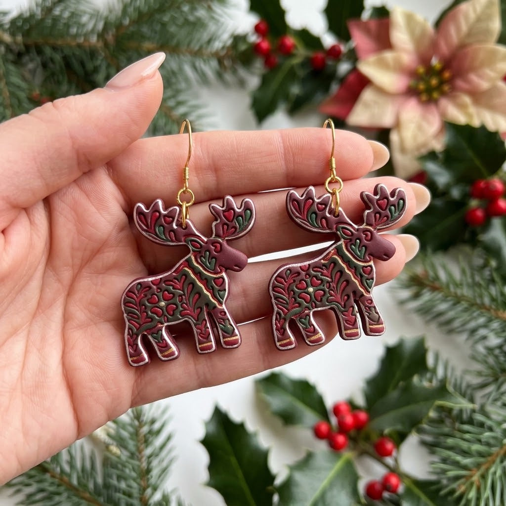 Scandinavian Moose Polymer Clay Cutter | Nordic Folk Earring Tool