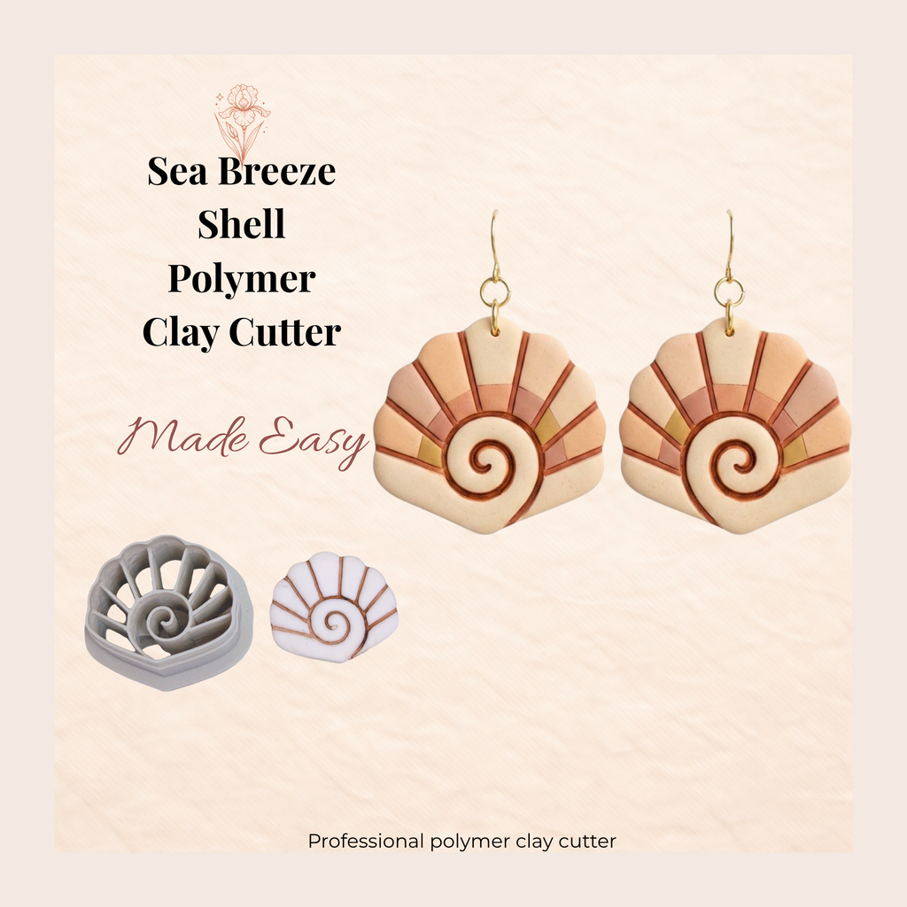 Sea Breeze Shell Polymer Clay Cutter 20–35mm | Ocean Earring Cutter | IrisCrafts7
