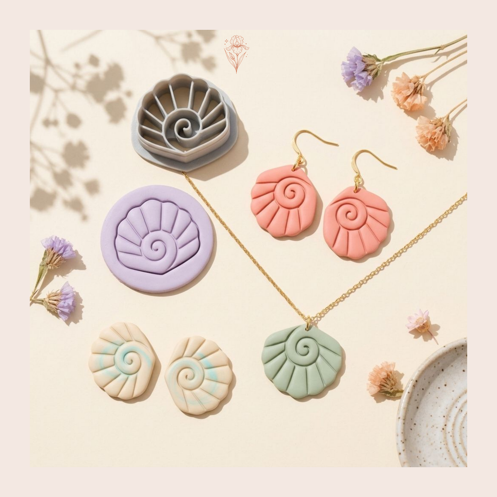 Sea Breeze Shell Polymer Clay Cutter 20–35mm | Ocean Earring Cutter | IrisCrafts7