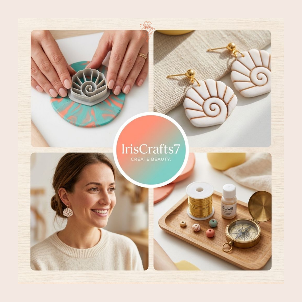 Sea Breeze Shell Polymer Clay Cutter 20–35mm | Ocean Earring Cutter | IrisCrafts7